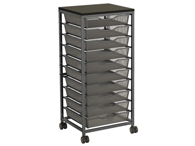 10-Drawer Rolling Storage Cart, Craft Organizers and Storage, Black 12x12 Inch Storage Drawers for Scrapbook...