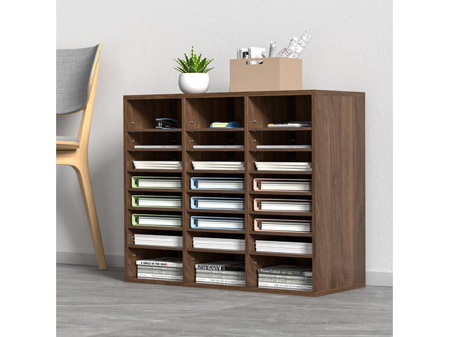 24 Compartments Office Mailbox, Adjustable Shelves, Wood Literature Sorter 29x12x24.4 inches Ideal for Office, Home, Classroom, Mailrooms...