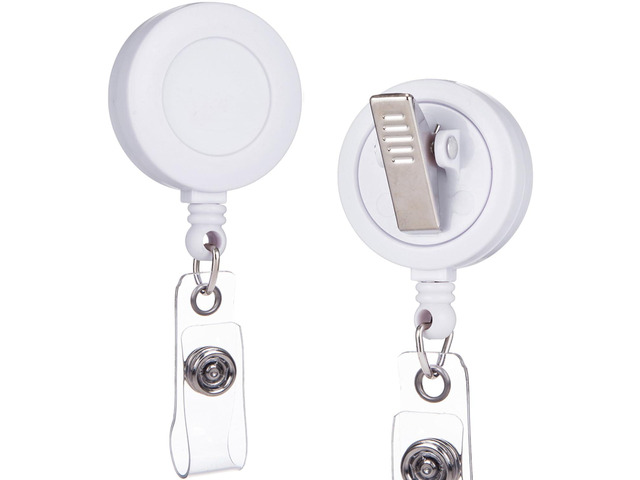 Badge Reel, ID Badge Holder Retractable Clip, White, Bulk 25 Pack with 360° Swivel Alligator Clip, 30-Inch Nylon Cord, Simple, Lightweight, Name...