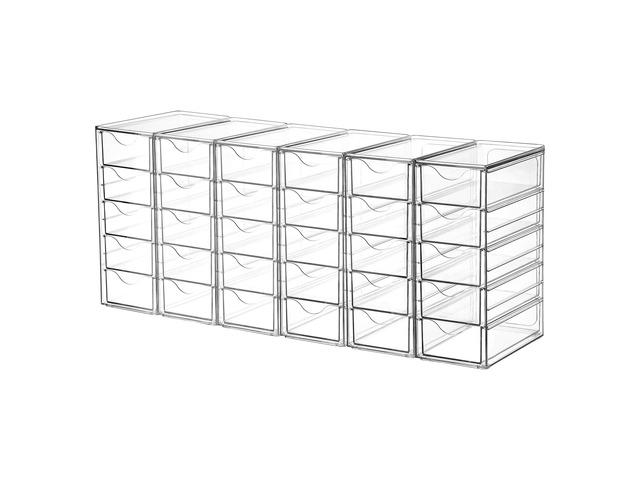 Acrylic Desk Organizer with 30 Drawers for Office, Makeup, Crafts Clear Storage Drawers for Office Supplies, Desktop Organization for Makeup,...