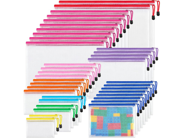 36 Pcs Mesh Zipper Pouch Bags, 8 Sizes Waterproof Zipper Bags Multi-use Travel Bags for Office, School, Board Game, Puzzles, Cosmetics, Travel...