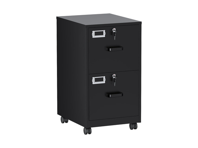 2 Drawers File Cabinet with Lock Metal Vertical File Cabient with Wheels Mobile File Cabinet for Office Home Legal/Letter/a4 Size Require Assembly