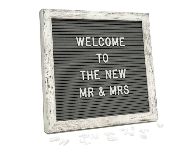 Rustic Gray Felt Letter Board 10x10 with Stand, Wall Mount, 336 Letters Professional neutral letter board for home, entryway, office and classroom,...