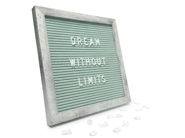Rustic Turquoise Felt Letter Board 10x10 Inch, 336 Letters with Stand Changeable message board with stand and wall mount for home displays,...