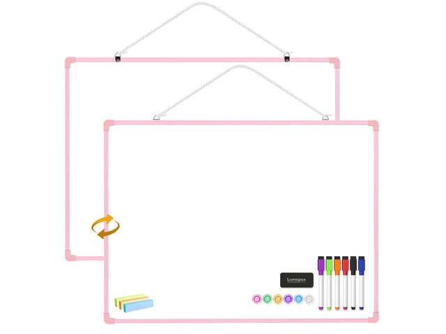 Dry Erase Board for Wall, 24' x 18' Double-Sided Hanging Magnetic Whiteboard with 6 Markers, 6 Magnets and 3 Mini Sticky Notes, Large White Board...