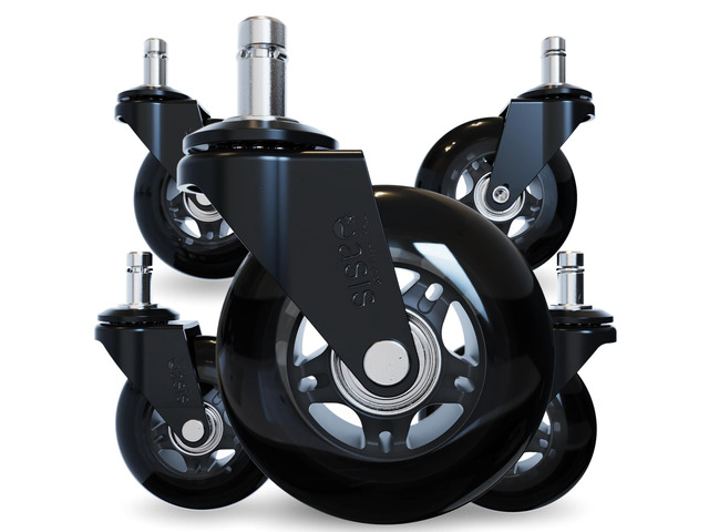 Original Office Chair Wheels (As Seen On PBS), Black Safe for hardwood floors & carpet, smooth & quiet casters, easy installation, universal fit,...