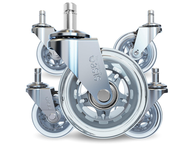 Original Office Chair Wheels (As Seen On PBS), Silver Safe for hardwood floors & carpet, smooth & quiet casters, easy installation, universal fit,...