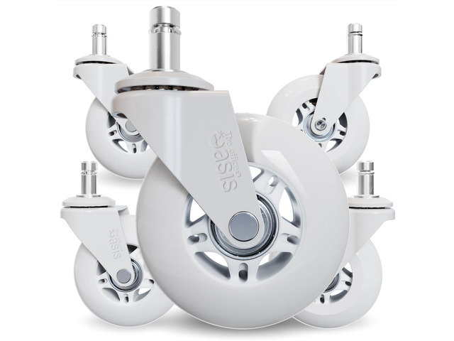 Original Office Chair Wheels (As Seen On PBS), White Safe for hardwood floors & carpet, smooth & quiet casters, easy installation, universal fit,...