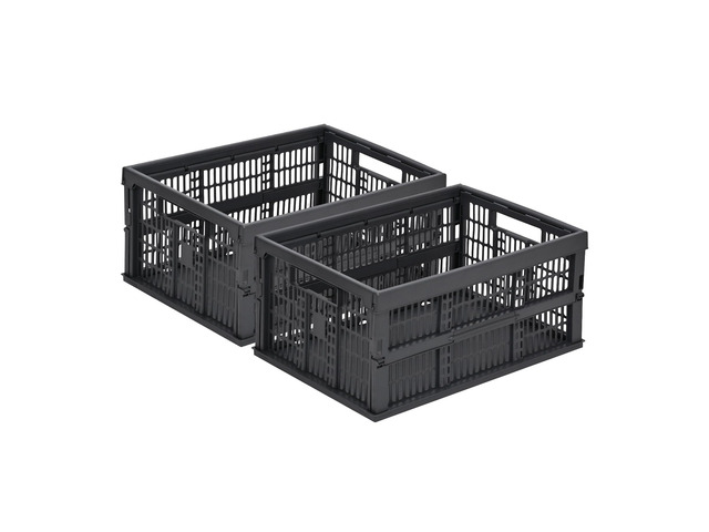 2-Pack Collapsible Plastic Storage Baskets, Dark Grey, 19'x13'x9' Pastel, Space-Saving, Collapsible Plastic Bins, Cute Mini Storage Crates, for...