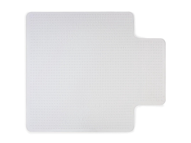 Office Chair Mat, Clear, 53x45 Inch, Low-Pile Carpet, with Lip Extended under-desk coverage and smooth glide for carpeted office floors