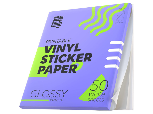 Premium Printable Vinyl Sticker Paper for Inkjet Printer and Laser - 50 White Glossy Sticker Paper Waterproof - Durability Adhesive Paper 8.5 x 11,...
