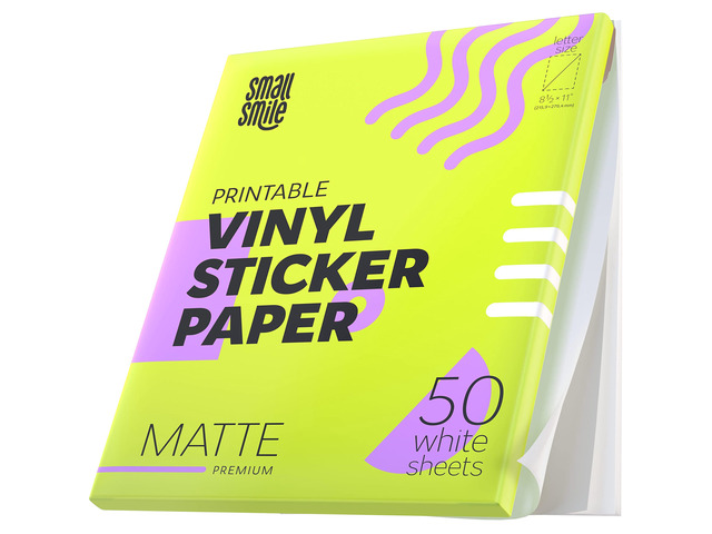 Premium Printable Vinyl Sticker Paper for Inkjet Printer and Laser - 50 White Matte Sticker Paper Waterproof - Durability Adhesive Paper 8.5 x 11,...