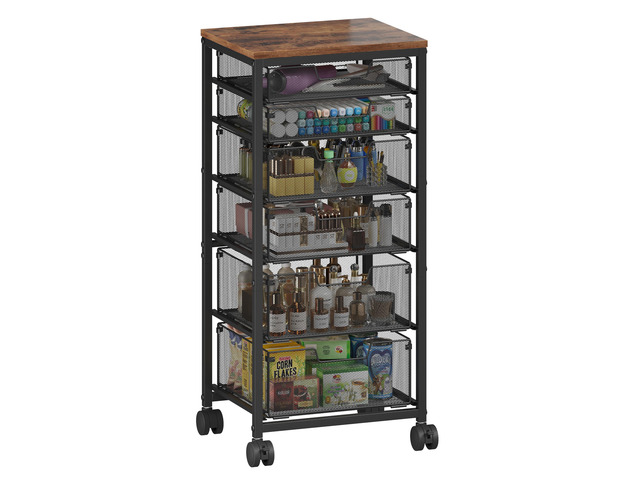 Rolling Storage Cart with 6 Drawers, Craft Cart with Lockable Wheels Storage Drawer Organizer, Utility Cart for Classroom, Closet, Pantry,...