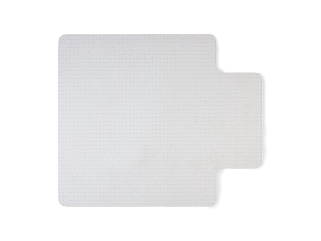 Office Chair Mat, Clear, 53x45 Inch, Flat-Pile Carpet, with Lip Extended under-desk coverage and smooth glide for carpeted office floors