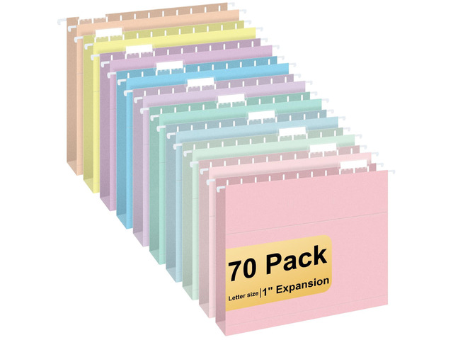 Hanging File Folders, 70 Pack Letter Size Hanging File folders with 1/5-cut Tabs, Stay Organized for Your Home and Office Bulk File, Documents and...