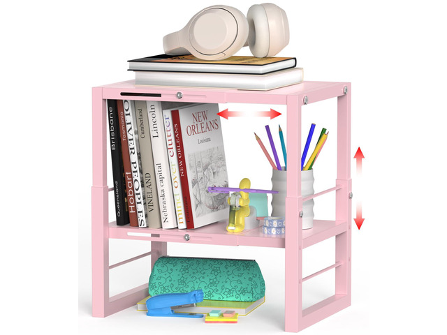 Locker Organizer Shelf Pink, Adjustable Width and Height, Stackable Metal Locker Storage Organization, Ideal Locker Fits Standard Size School,...