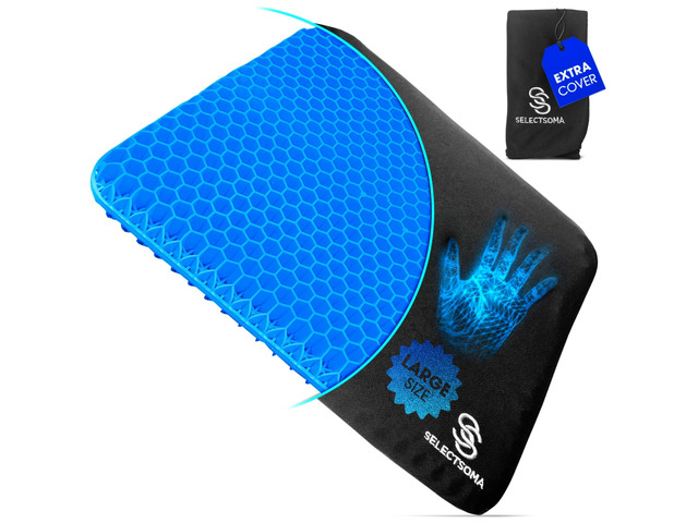 Large Gel Seat Cushion for Long Sitting, Pressure Relief for Back and Hips