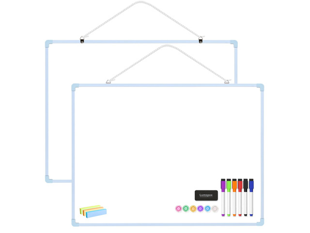 Dry Erase Board for Wall, 24' x 18' Double-Sided Hanging Magnetic Whiteboard with 6 Markers, 6 Magnets and 3 Mini Sticky Notes, Large White Board...