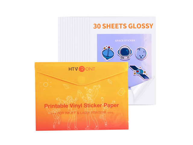 Printable Vinyl Sticker Paper, Glossy White, 8.5'x11', 30 Sheets Tear Resistant, For Inkjet Printer, Dries Quickly, Great Stickiness, Easy to Use &...