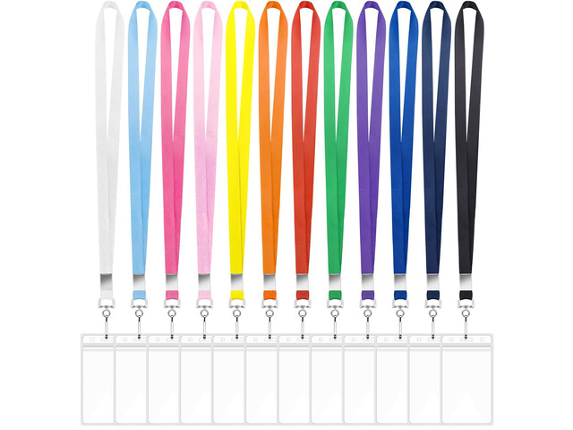 60 Pack Cruise Lanyards with Waterproof Badge Holders, 12 Colors Soft Neck Straps, Clear Pvc Zip Holders, Fits Cruise Cards And Id Badges, Color...
