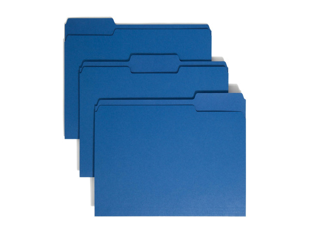File Folder, 1/3-Cut Tab, Assorted Positions, Letter Size, Navy, 100 per Box (13193)