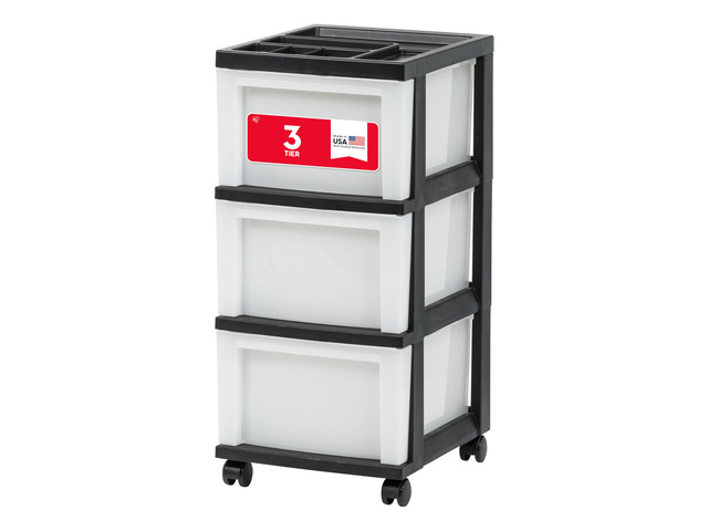 3-Drawer Rolling Storage Cart, Black/Pearl Keep classroom supplies, teacher essentials, craft materials, and learning tools organized with...