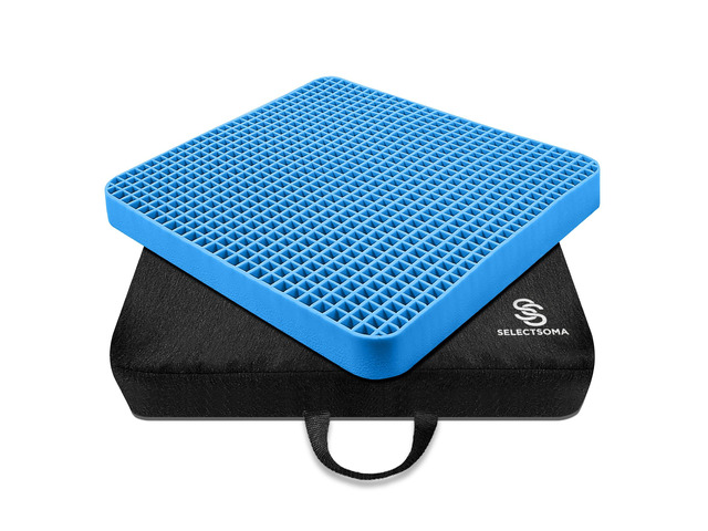 Travel Gel Seat Cushion for Long Sitting, Pressure Relief with Carry Handle Foldable cooling gel cushion with a carry handle for car, plane and...
