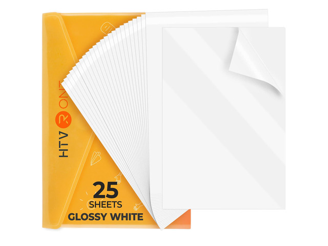 Printable Vinyl Sticker Paper, 8.5'X11', 25 Sheets, Glossy White Dries Quickly, Waterproof, Great Stickiness, Easy to Use & Peeling, Anti-Curl &...