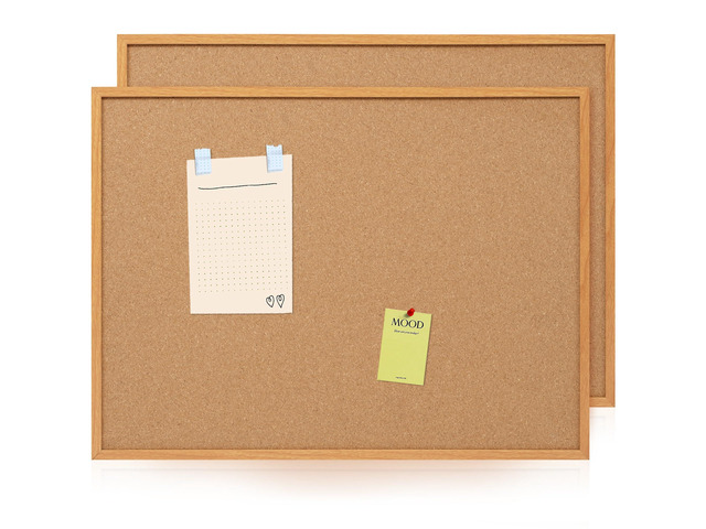 2 Pack Cork Board Bulletin Board 30 x 42, Oak Framed 4x3 Corkboard Hanging Office Board for Wall Decor, Large Wall Mounted Notice Pin Board with 30...