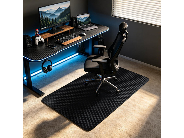 Chair Mat for Low Pile Carpet 36' x 48' PVC Office Carpet Protector, Black Studded Back Grip, Smooth Chair Rolling, Protects Carpet from Wheel...
