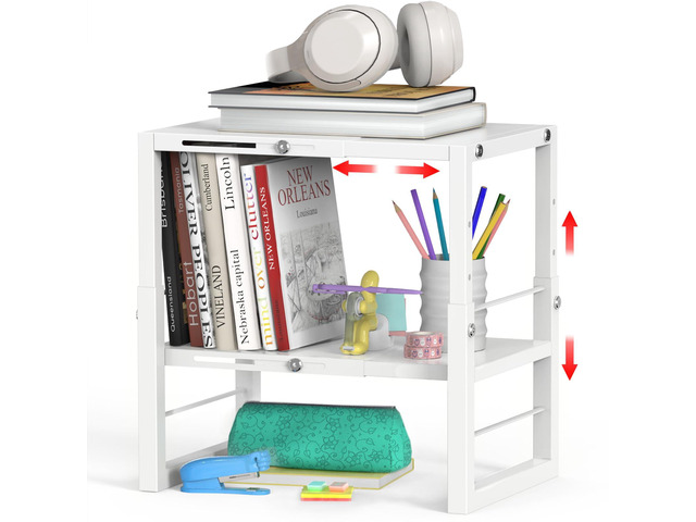 Locker Organizer Shelf White, Metal Adjustable Width and Height, Ideal Locker for School, Office, and Gym Lockers, Extends Locker Storage Organization