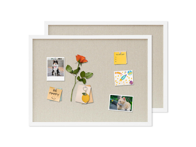 Cork Board with Linen White 2Pack,Bulletin Board 23'x17' Hanging Corkboards for Office Home School Message Board or Vision Board Decoration