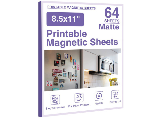 64 Pcs Printable Magnetic Sheets 8.5x11 Inches Matte Magnet Paper Sheet Non Adhesive Magnetic Paper for Inkjet Printers, Flexible Magnet Photos for...