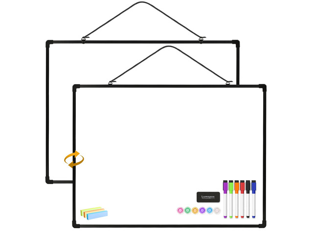 Dry Erase Board for Wall, 24' x 18' Double-Sided Hanging Magnetic Whiteboard with 6 Markers, 6 Magnets and 3 Mini Sticky Notes, Presentation Board...