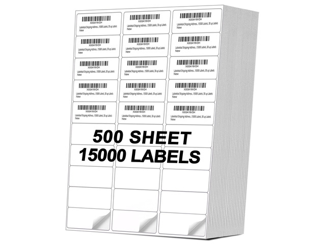 Address Labels (15,000/500 Sheets) - 1' x 2-5/8' Mailing Labels, 30 UP Shipping Sticker for Laser and Inkjet Printers