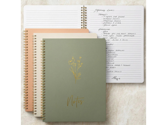 Aesthetic Spiral Notebook Set of 3 For Women 10.5 x 8 - College Ruled College Ruled Journal/notebook with Large Pockets and Lined Pages - Supplies...