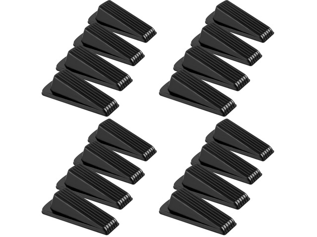 16 Pack Door Stoppers, Rubber for Bottom of Door, Rubber Door Stopper Wedge, Sturdy Stackable Door Stops for Floor