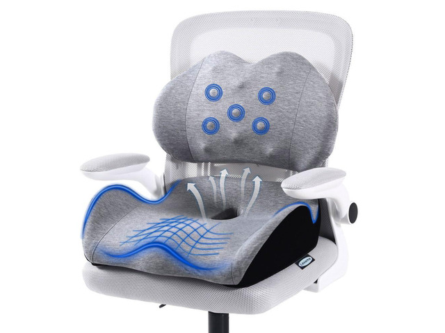 X Large Memory Foam Seat Cushion Lumbar Support Pillow for Sciatica & Tailbone Pressure Relief Coccyx Pad for Office Chair, Car,Wheelchair,Home,Office