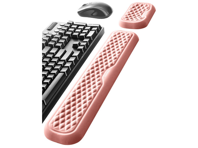 Wrist Rest for Keyboard and Mouse, Computer Ergonomic Wrist Support Pad, Soft Memory Foam Arm Cushion for Desk, Palm Hand Office Laptop Typing-Pink