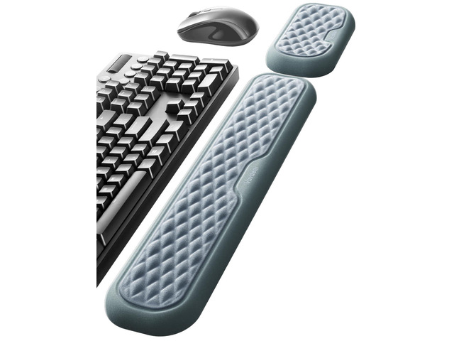 Wrist Rest for Keyboard and Mouse, Computer Ergonomic Wrist Support Pad, Soft Memory Foam Arm Cushion for Desk, Two-Tone Palm Hand Office Laptop...