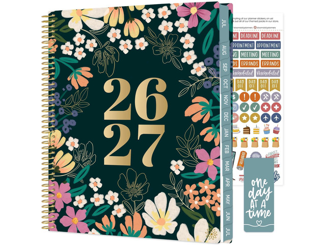 2026-2027 Planner (8.5 x 11') 13 Month Academic Organizer (July 2026 - July 2027) - Weekly & Monthly Agenda Book with Stickers & Tabs - Blooming...
