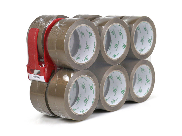 Brown Packing Tape Refills, Heavy Duty 12Rolls with 1 Dispenser for Packaging, Shipping and Moving, 2.6Mil 1.88 Inch x 60 Yard