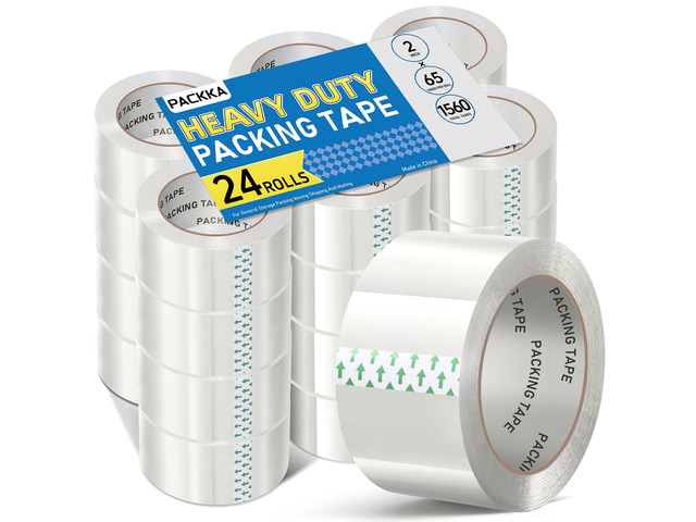 Clear Packing Tape, Heavy Duty Packaging Tape Refills 24 Rolls, 2 inch x 65 Yards, Shipping Tape Box Tape Mailing Tape for Shipping Packaging...