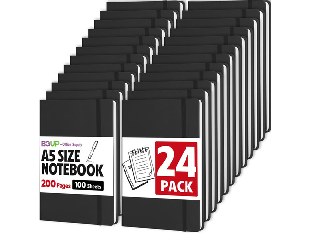 24 Pack Lined Journal Notebook for Work, 200 Pages, Medium 5.5 in x 8.3 in, A5 College Ruled, Hardcover Journaling Notebooks for Writing, Note...