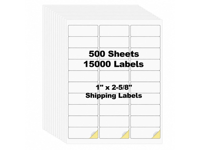 15000 Pcs 1' x 2-5/8' 30 Up Shipping Labels for Inkjet & Laser 500 Sheets 1'x2.625' FBA Barcode Address Labels on US Letter, 30 per Sheet Return...