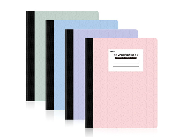 Composition Notebooks - Wide Ruled Paper, 4 Pack Composition Book, 9 3/4' x 7 1/2', 80 Sheets/160 Pages, Assorted Colors, School & Office Supplies