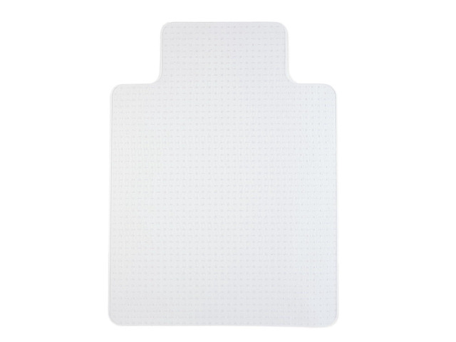 Office Chair Mat, Clear, 35.5x47.5 Inch, Flat-Pile Carpet, with Lip Extended under-desk coverage for smooth chair glide on carpeted office floors