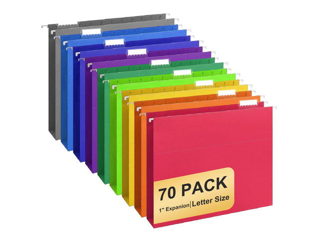 Hanging File Folders, 70 Pack Letter Size Hanging File folders with 1/5-cut Tabs, Stay Organized for Your Home and Office Bulk File, Documents and...