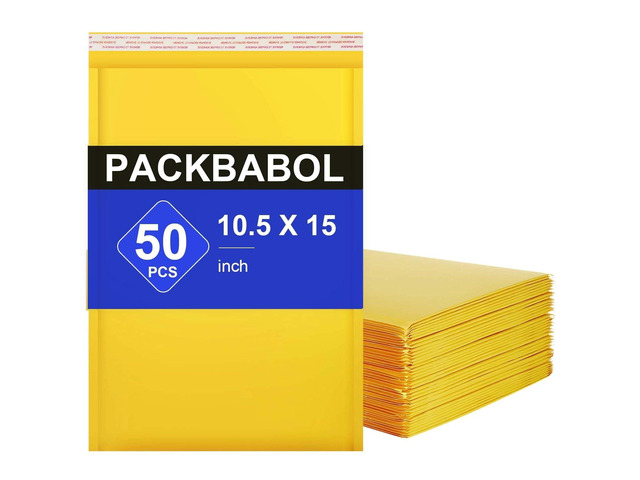 Kraft bubble mailers 10.5x15 Inch 50 Pack,Self-Sealing Paper Envelopes for Packaging,Strong Adhesion Envelope Mailers, Waterproof Cushioned Padded...