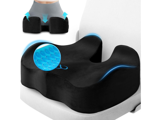 Seat Cushion, Office Chair Cushions, 5.28 in Thick (Black) Anti-Slip Back & Removable Cover, Ergonomic Tailbone Support Seat Cushion, Memory Foam...